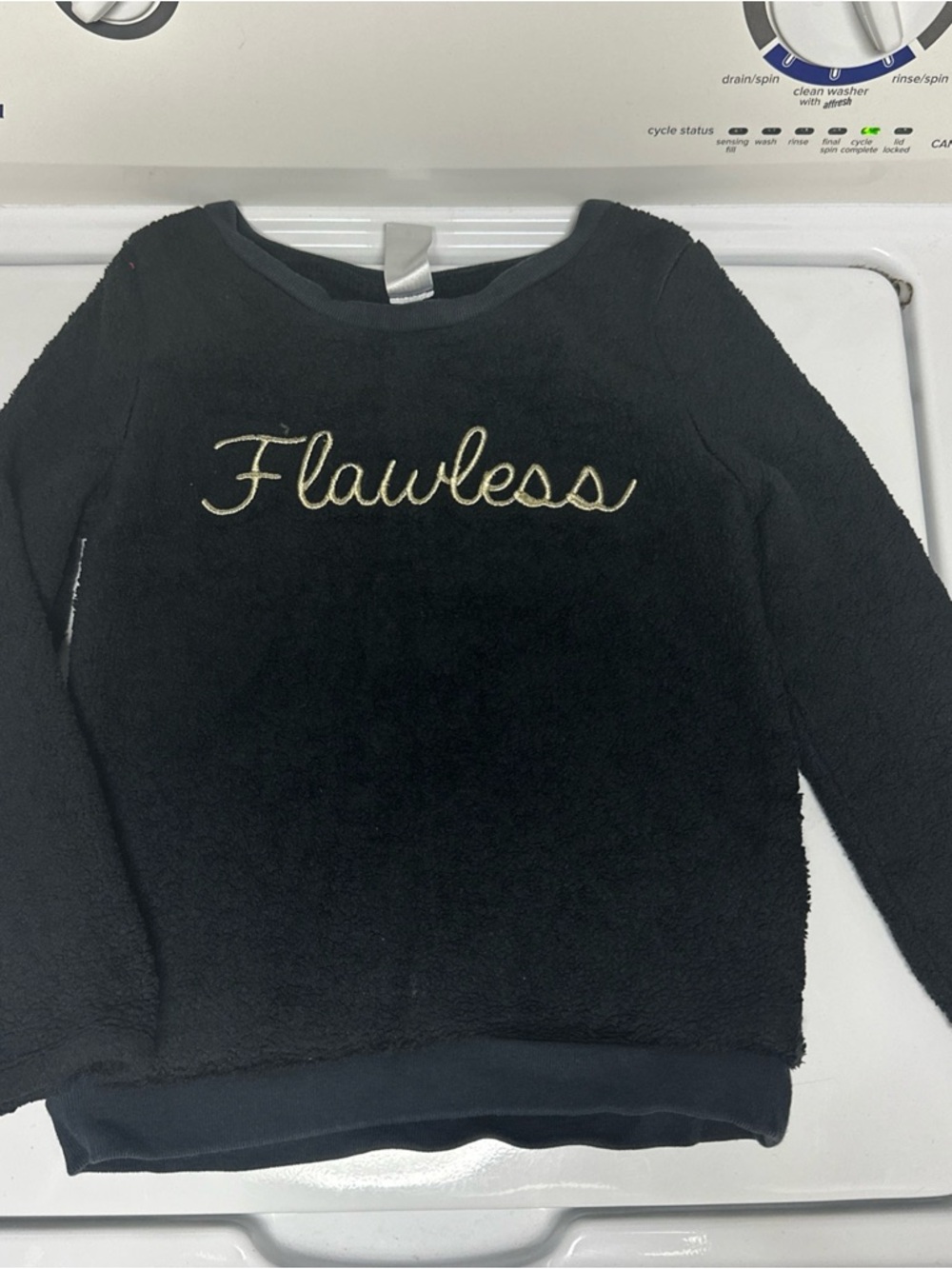 Carter's Black Sweater with Gold 'Flawless' Script